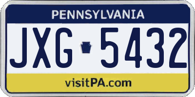PA license plate JXG5432