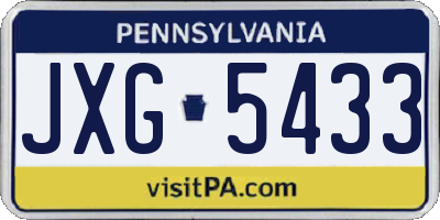 PA license plate JXG5433
