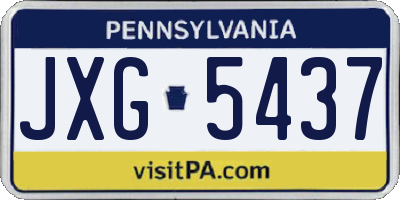 PA license plate JXG5437