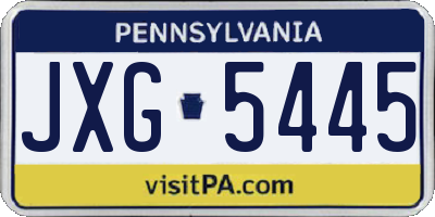 PA license plate JXG5445