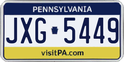 PA license plate JXG5449