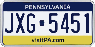 PA license plate JXG5451