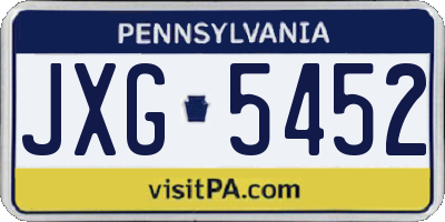 PA license plate JXG5452