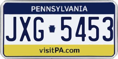 PA license plate JXG5453