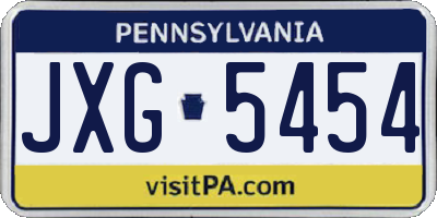 PA license plate JXG5454