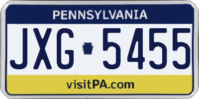 PA license plate JXG5455