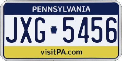 PA license plate JXG5456