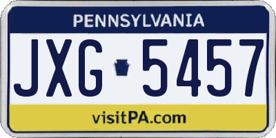 PA license plate JXG5457