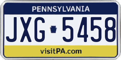 PA license plate JXG5458