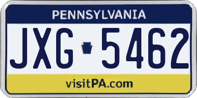 PA license plate JXG5462