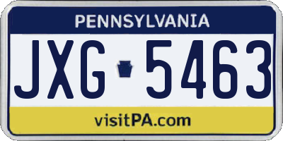 PA license plate JXG5463