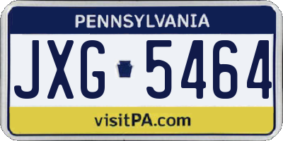 PA license plate JXG5464