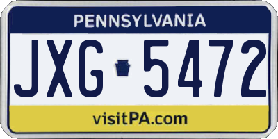 PA license plate JXG5472