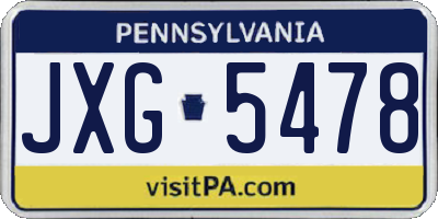 PA license plate JXG5478