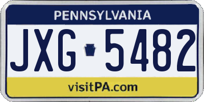 PA license plate JXG5482