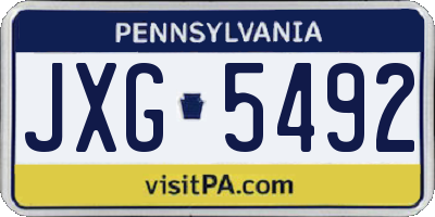 PA license plate JXG5492