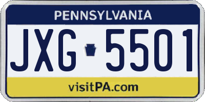 PA license plate JXG5501
