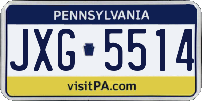 PA license plate JXG5514