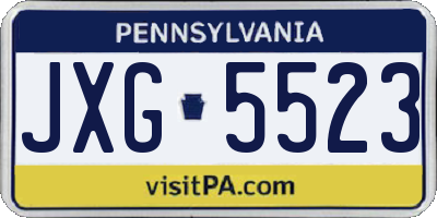 PA license plate JXG5523
