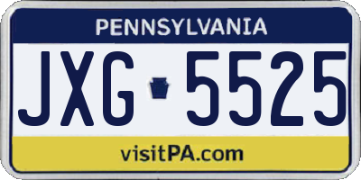 PA license plate JXG5525