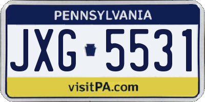 PA license plate JXG5531