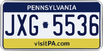PA license plate JXG5536