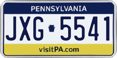PA license plate JXG5541