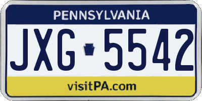 PA license plate JXG5542