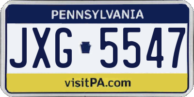 PA license plate JXG5547
