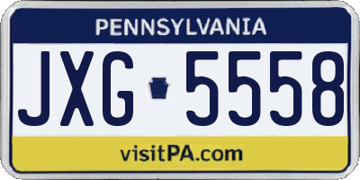 PA license plate JXG5558