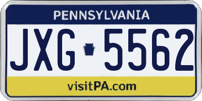 PA license plate JXG5562
