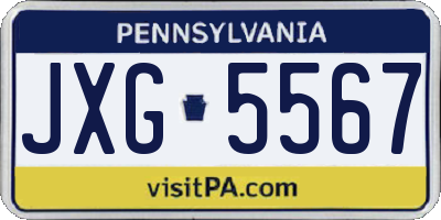 PA license plate JXG5567