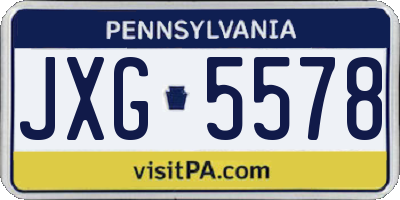 PA license plate JXG5578