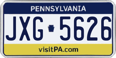 PA license plate JXG5626