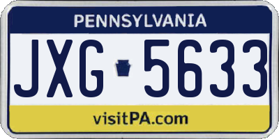 PA license plate JXG5633