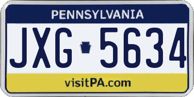 PA license plate JXG5634