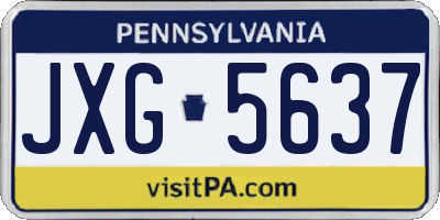 PA license plate JXG5637