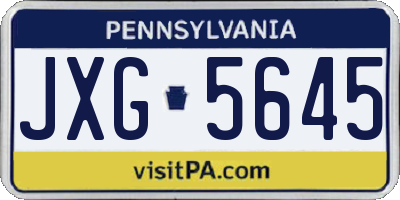 PA license plate JXG5645
