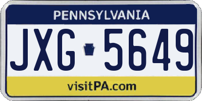 PA license plate JXG5649