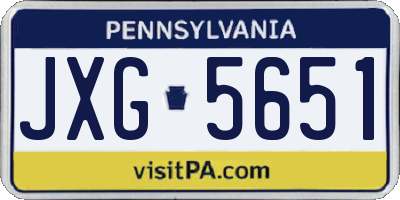 PA license plate JXG5651