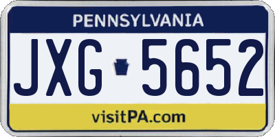 PA license plate JXG5652