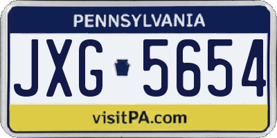 PA license plate JXG5654