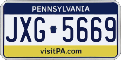 PA license plate JXG5669