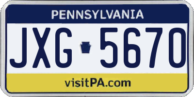 PA license plate JXG5670
