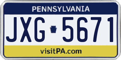 PA license plate JXG5671