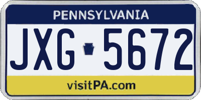 PA license plate JXG5672