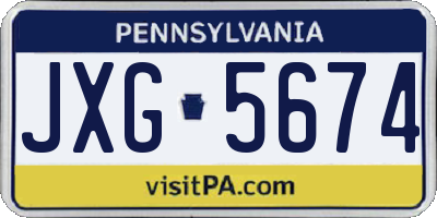 PA license plate JXG5674