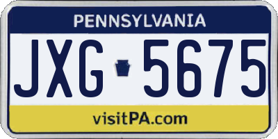PA license plate JXG5675