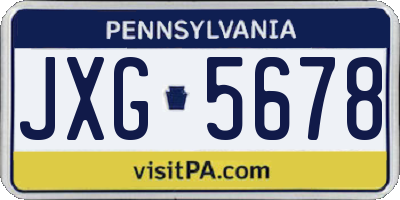 PA license plate JXG5678