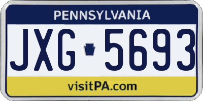PA license plate JXG5693